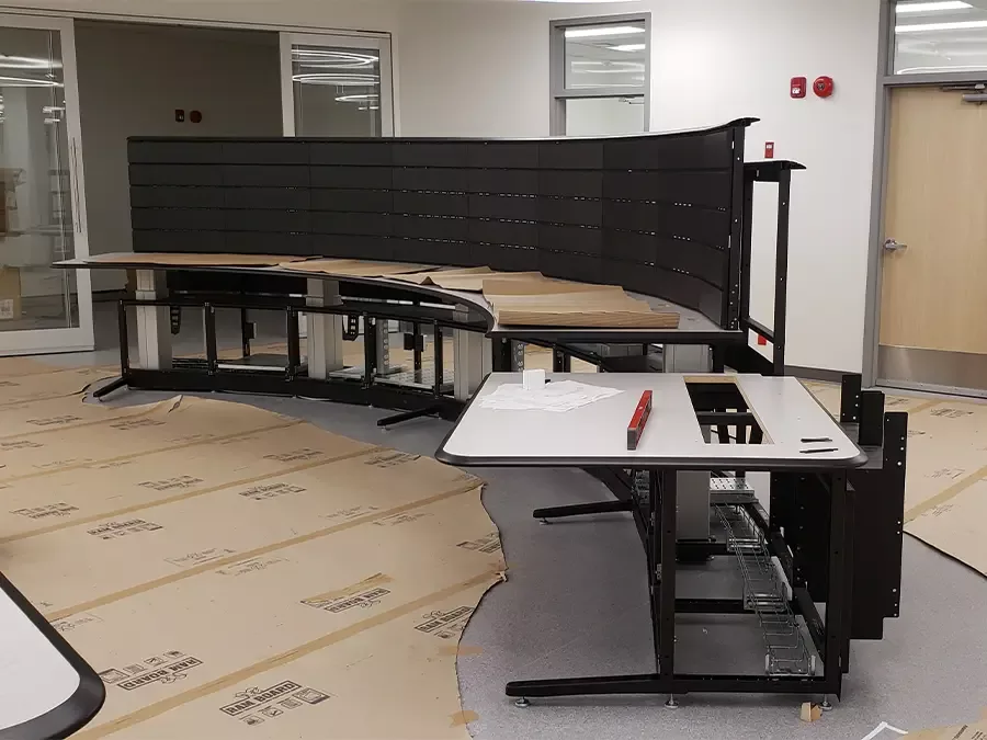 Tresco control room console installation in process