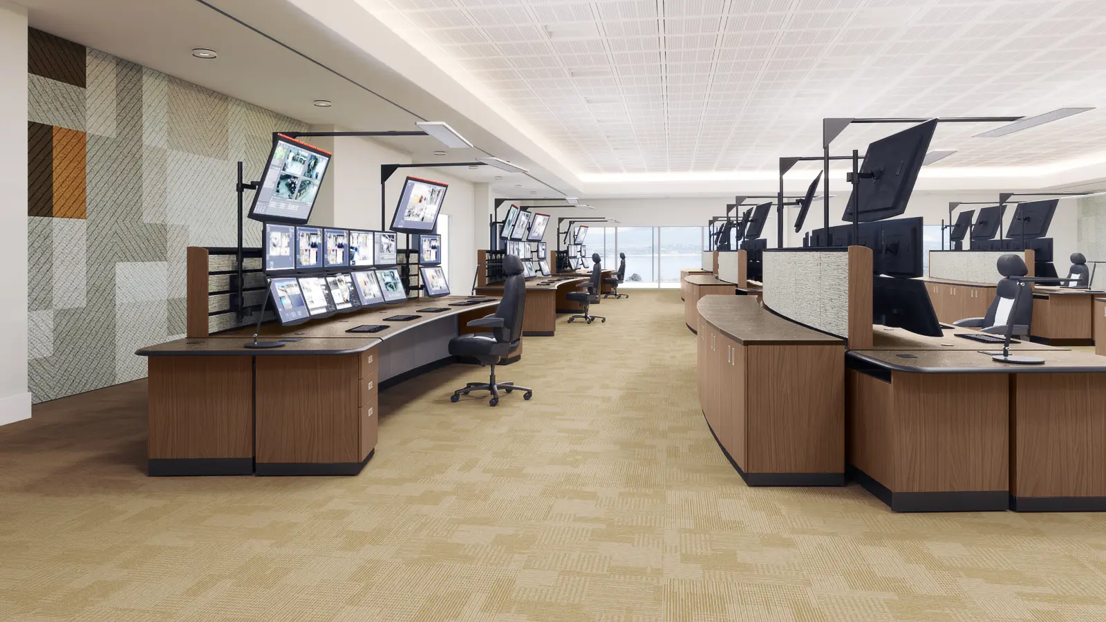 Control room training and simulation environment with multiple workstations