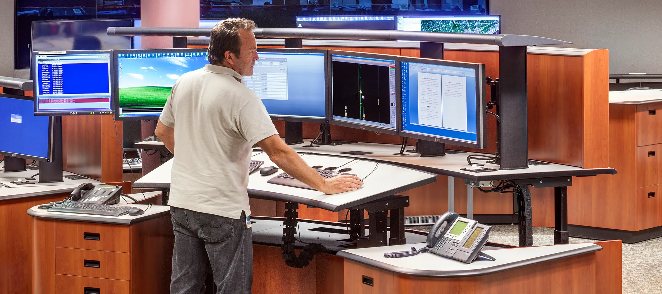 Tresco control room console with sit-stand functionality