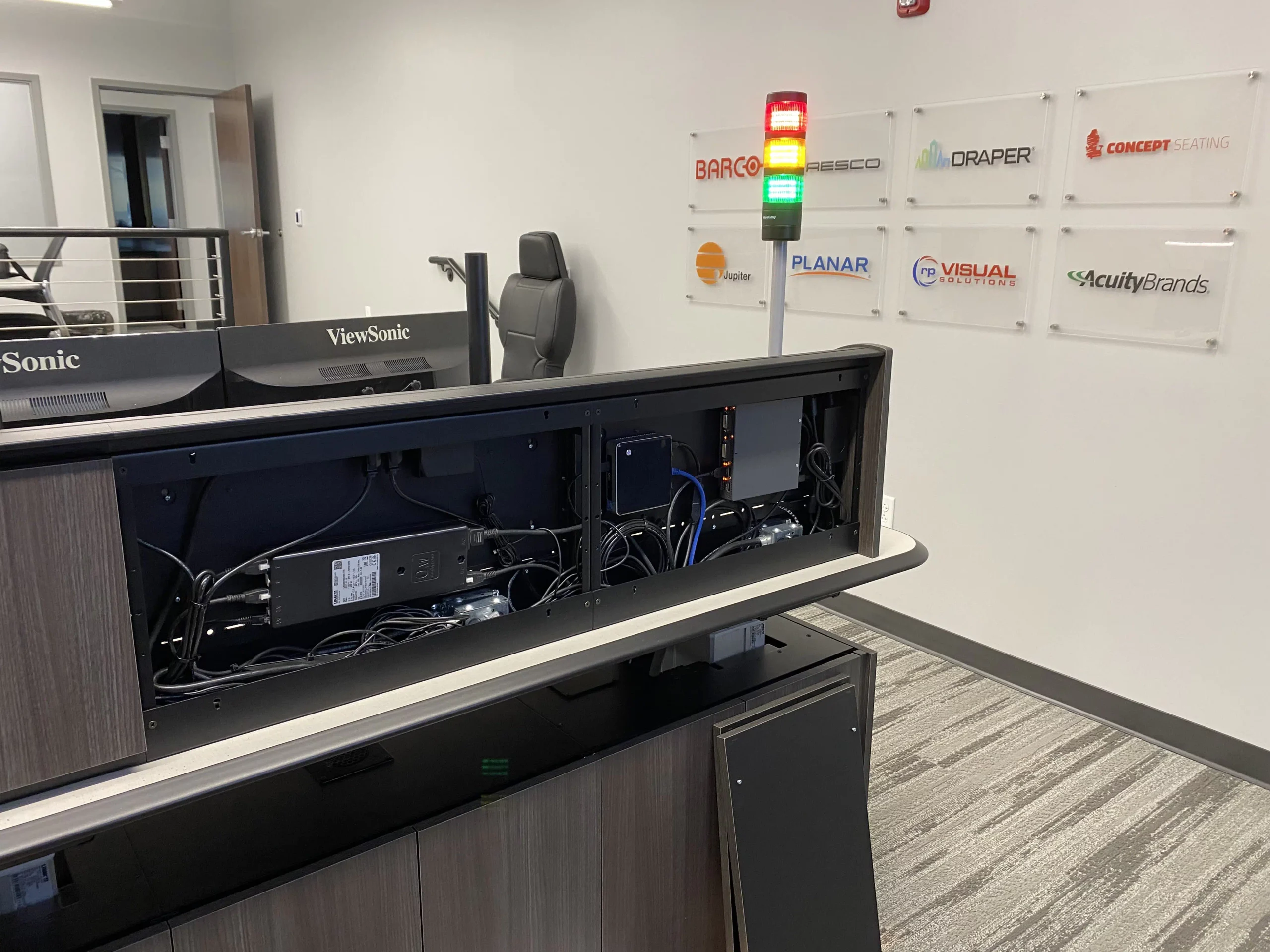 Tresco Consoles, Cable management systems and multifunctional backwall