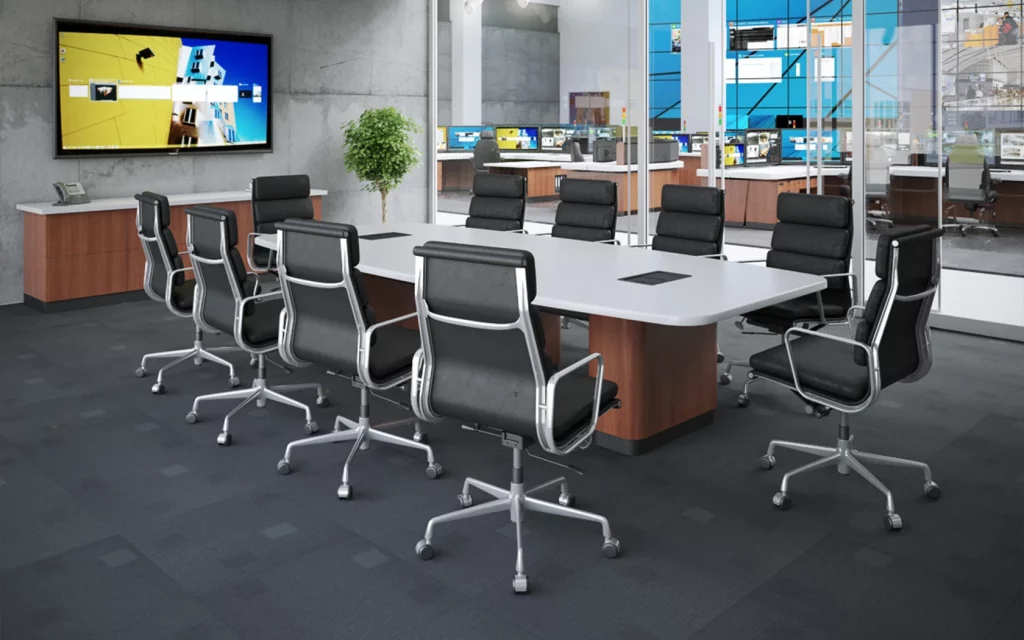 Conference room for collaborative work alongside large control room |