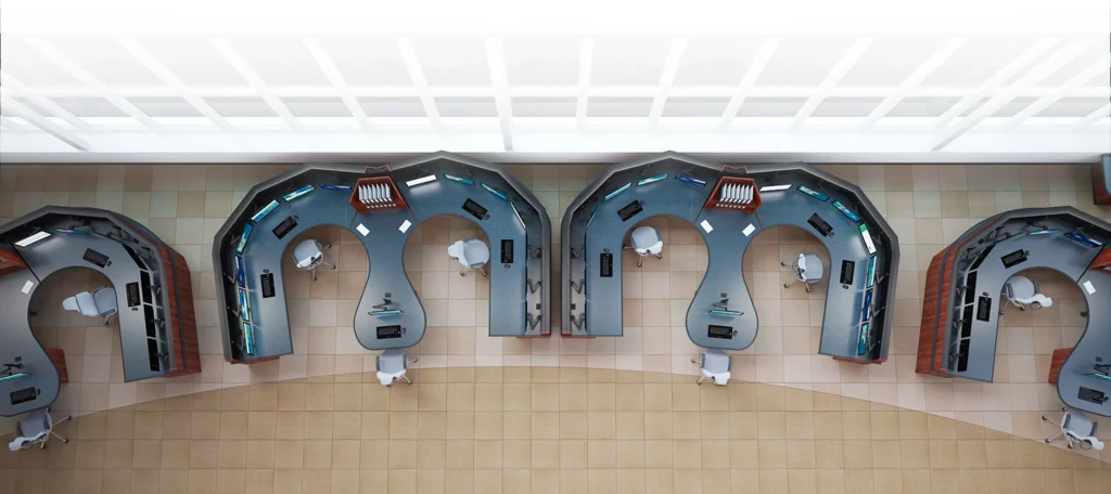 Custom made consoles birds eye view hero Tresco |