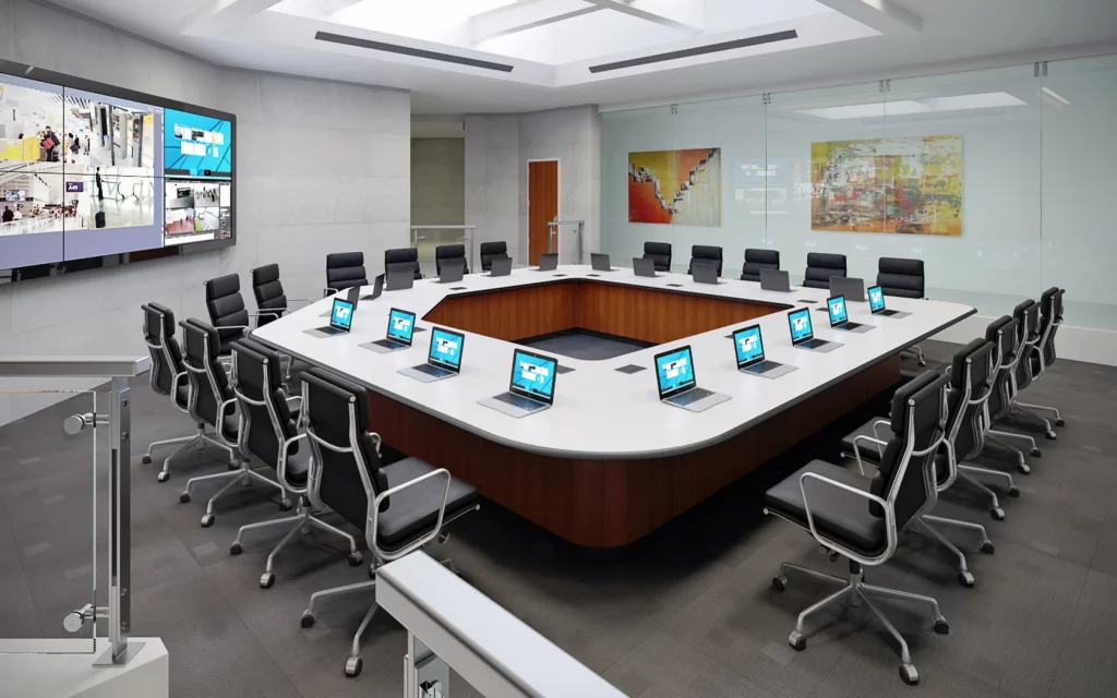 Large boardroom situation room |