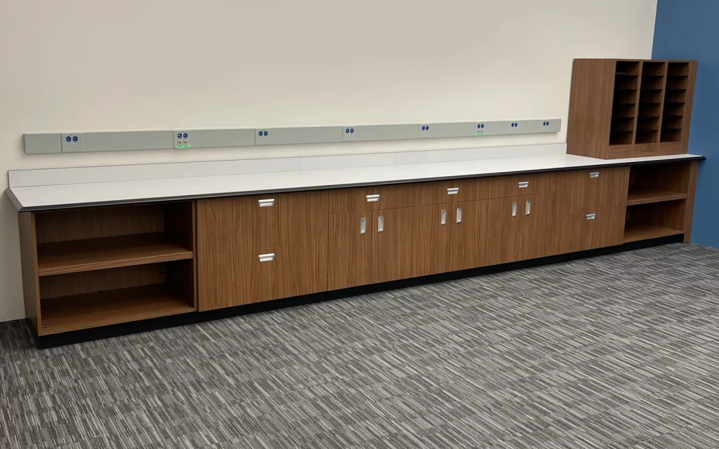 Large storage unit with custom document slots |