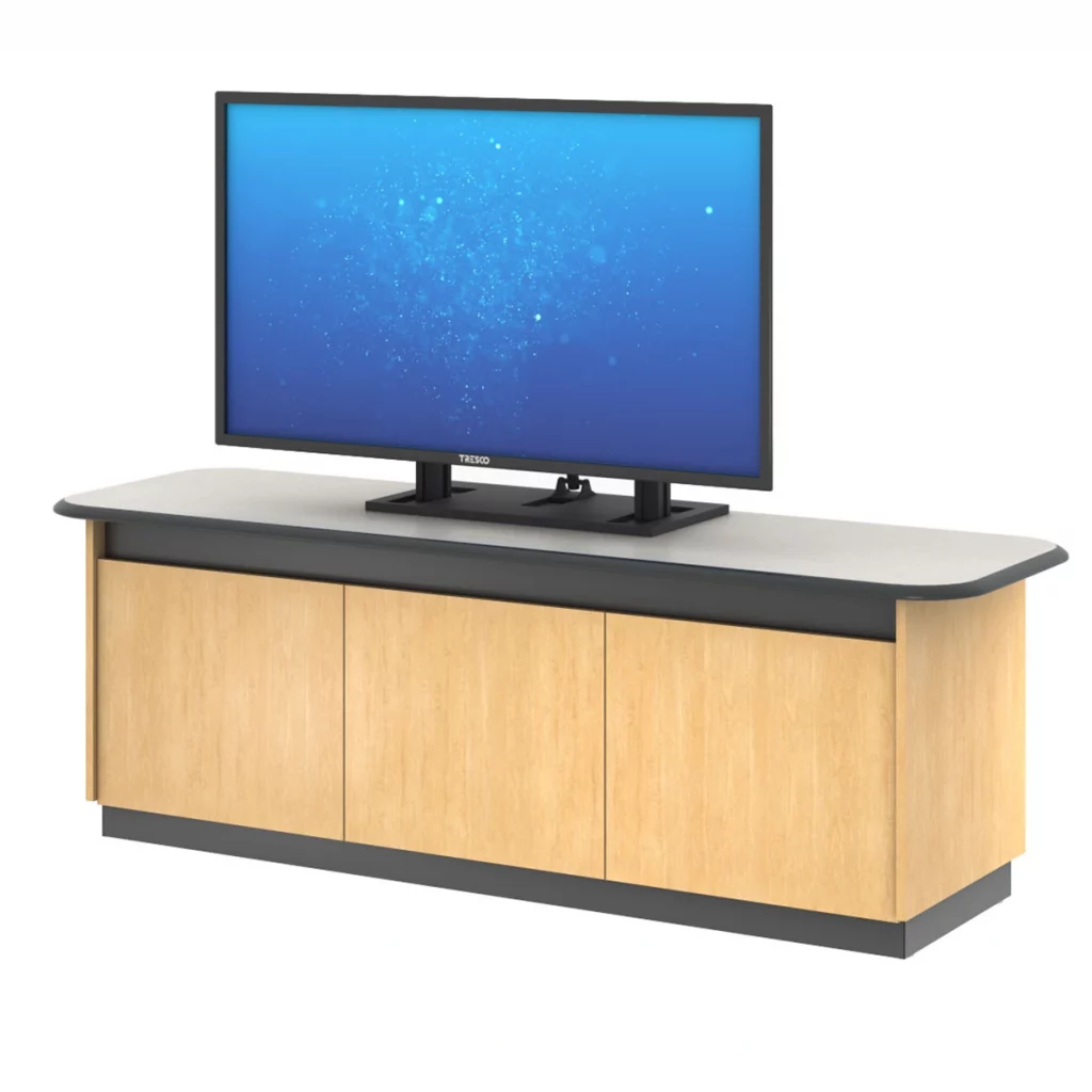 Tresco custom millwork with a monitor stand |