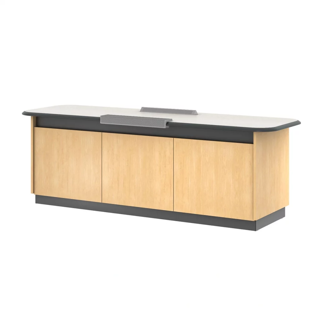 Tresco custom milwork section with integrated speakers |