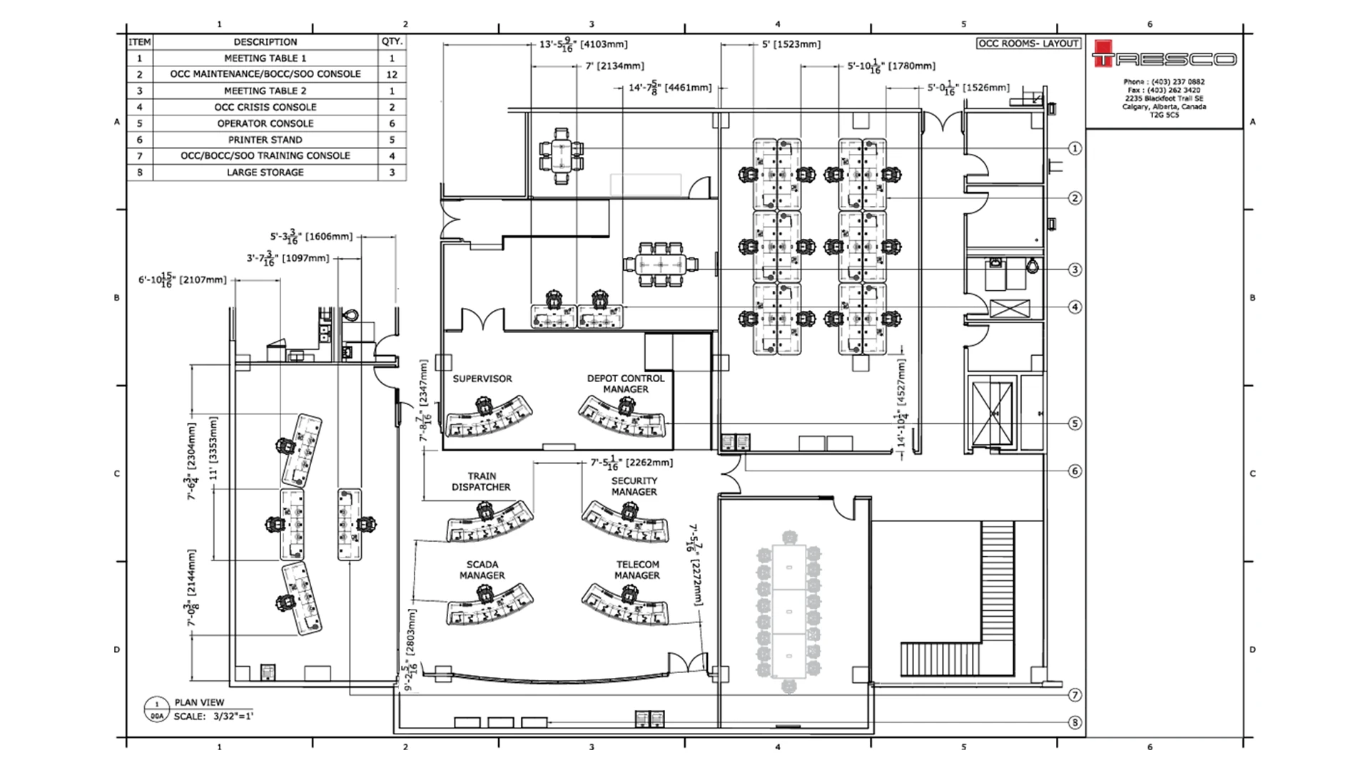 Tresco drawings equipment and layout |