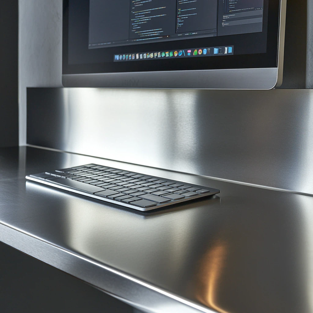 Stainless steel console worksurface set up |