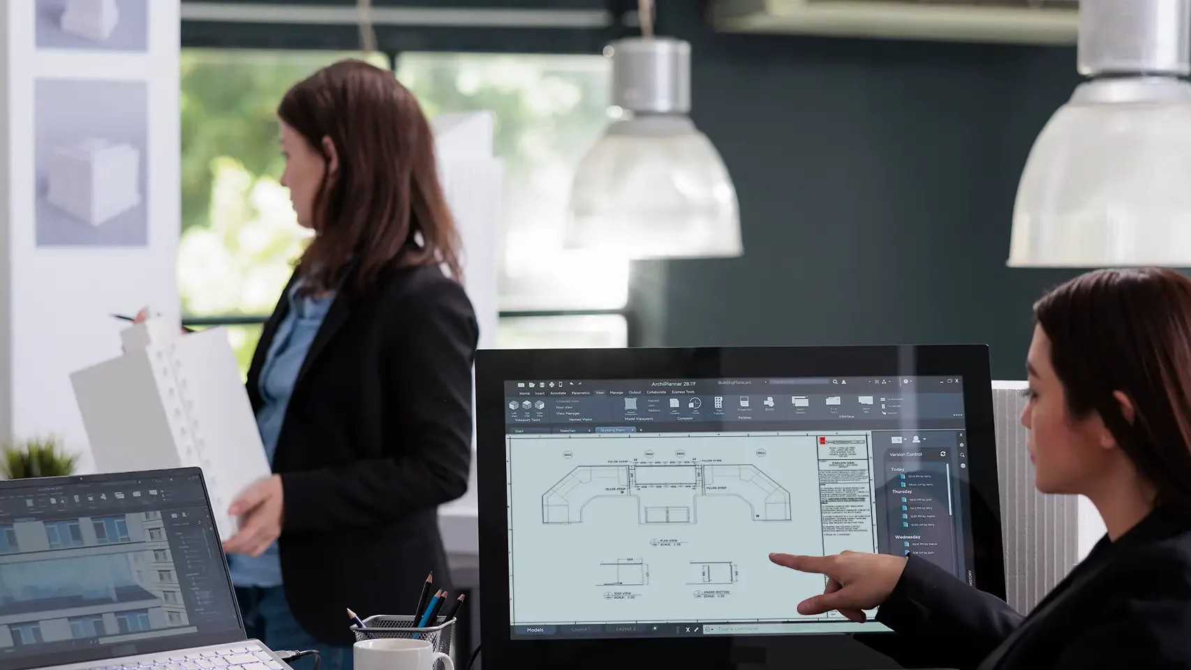 Architect reviewing console functionalities