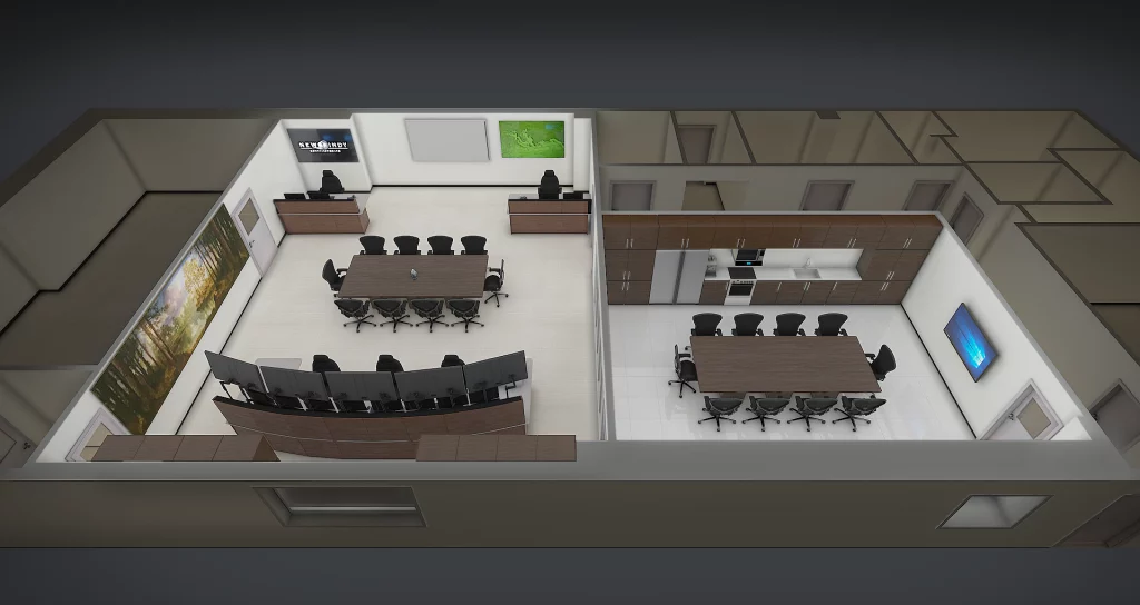 Integrated contorl room consoles and meeting table 3 e1744219361321 |