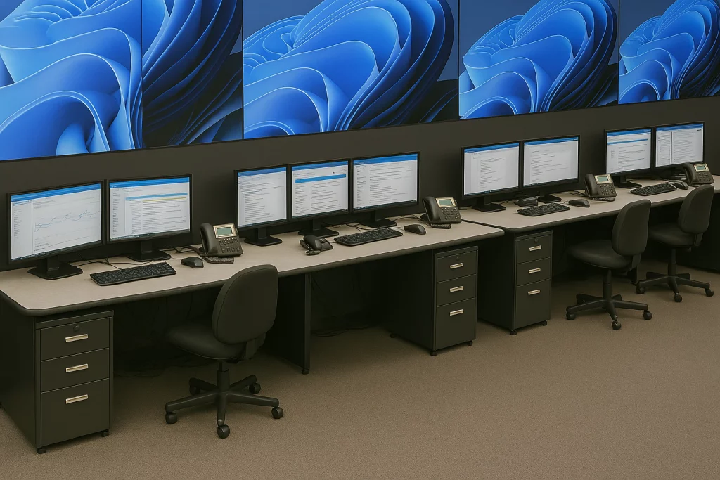 Multiple workstations in security control room