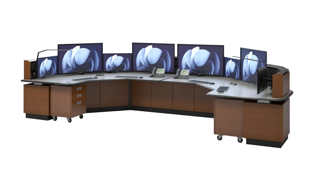 Large U shaped nexus control room console |