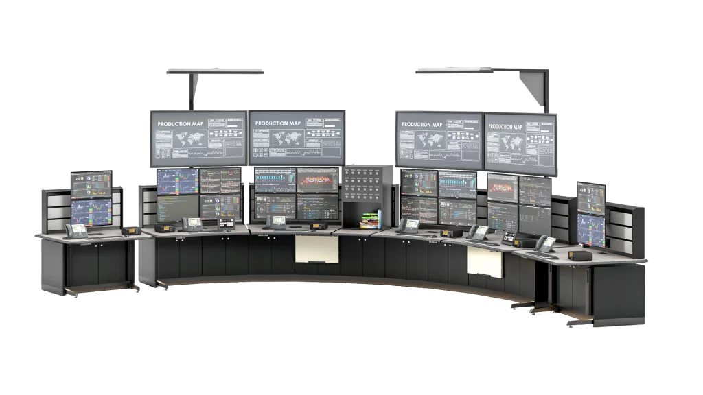 Large curved nexus control room console |