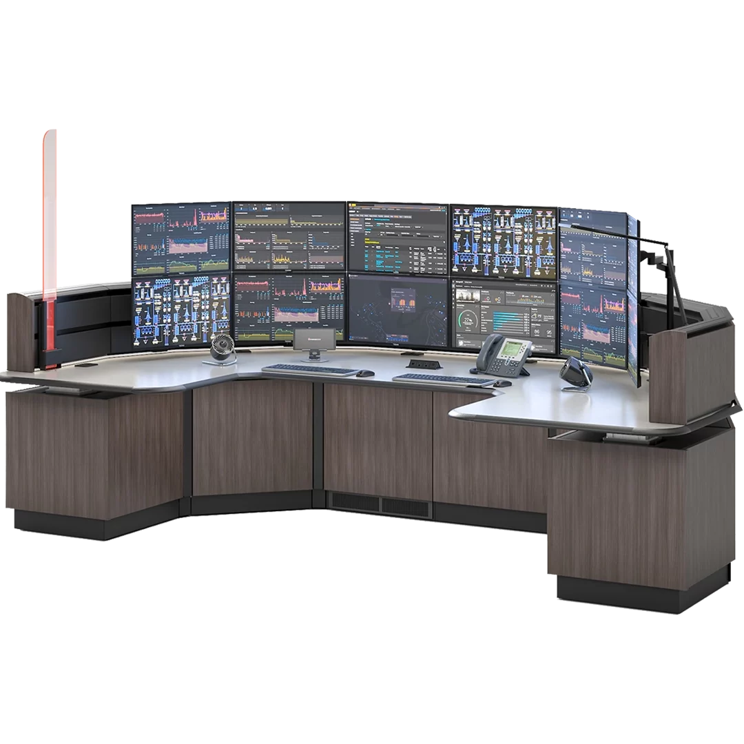 Nexus control room console with process control dashboards