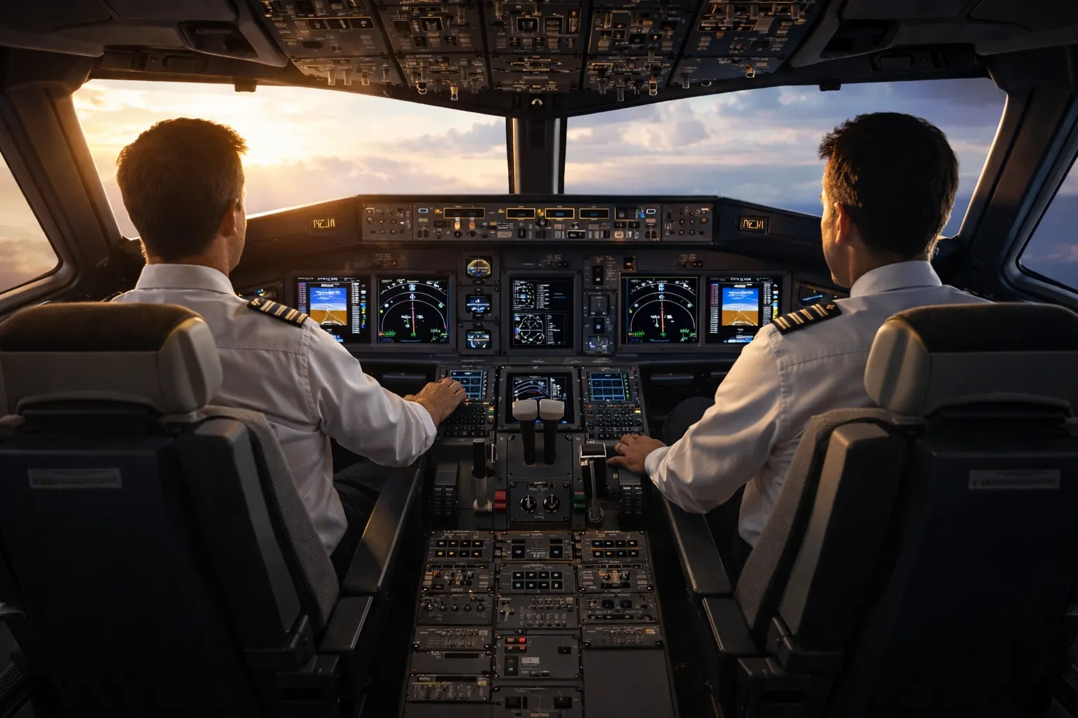 Control console of a commercial aircraft |